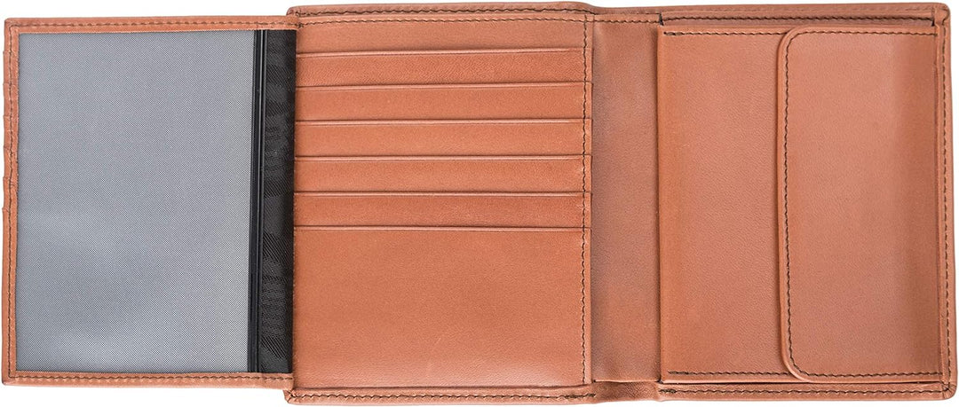 Sebastian Sturm Geldbörse Peter | Echtes Holz und Leder in Braun | Portemonnaie Brieftasche Geldbeut