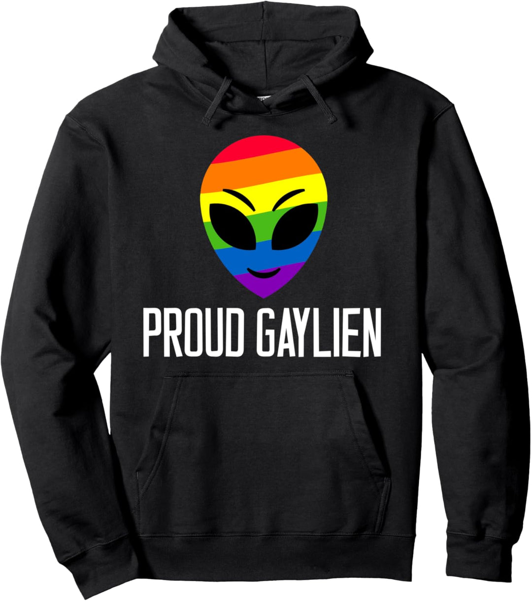 Gay Pride "Proud Gaylien" gift in bunten Regenbogen Farben Pullover Hoodie