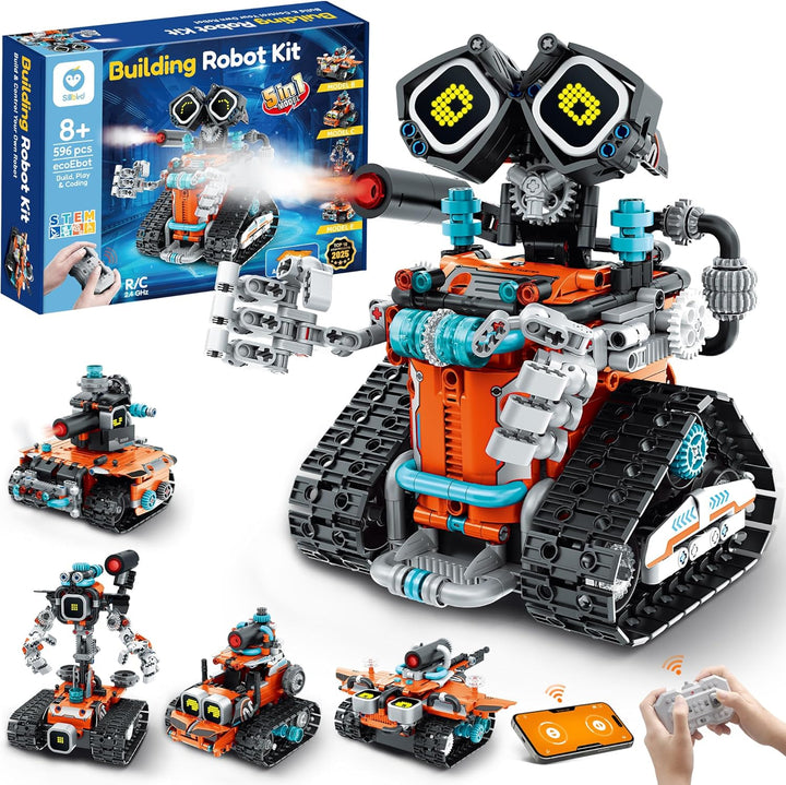 Sillbird Technik Roboter Kinder Bausatz, 5-IN-1 Technic Wall Roboter mit Licht- und Soundeffekte, Ba