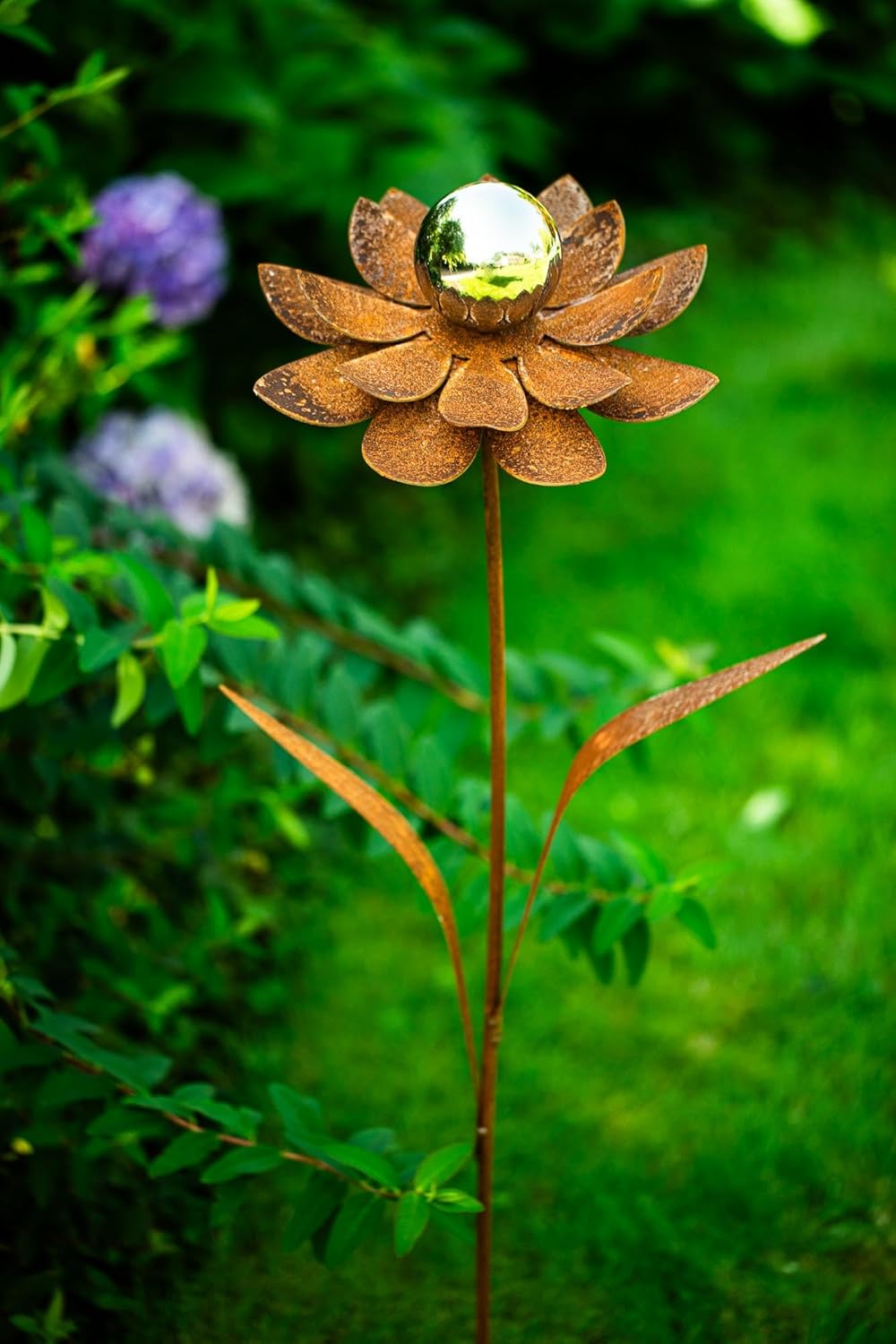 Bornhöft Gartenstecker Blume Metall Gartendeko Rost Edelrost rostiger Beetstecker 110cm Deko Rostfig
