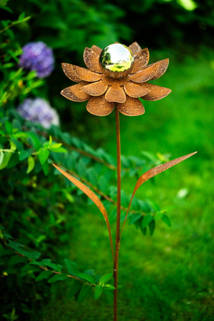 Bornhöft Gartenstecker Blume Metall Gartendeko Rost Edelrost rostiger Beetstecker 110cm Deko Rostfig