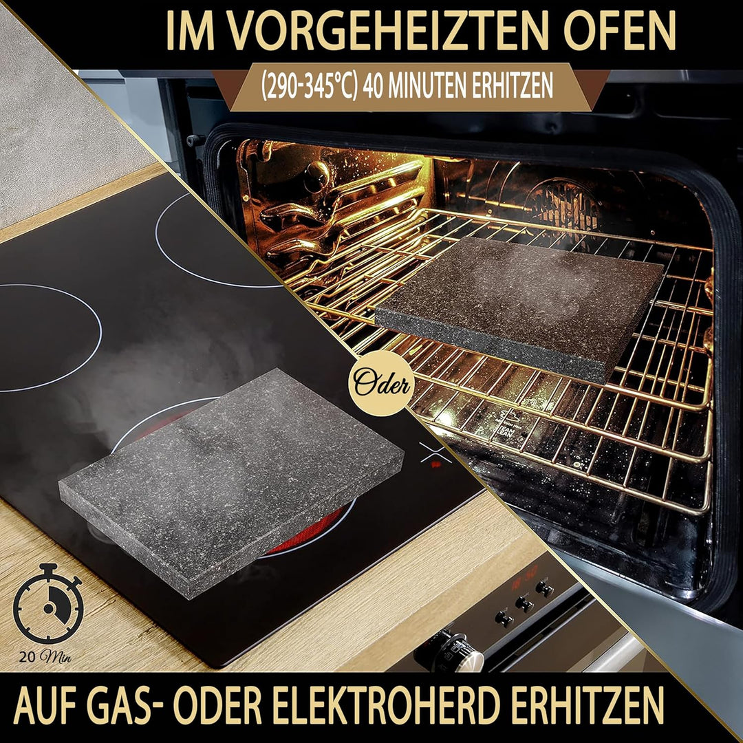 Nutrichef Heisser Stein, Lavastein, Steingrill- für Steak, BBQ & Fleischgrillen, Steak Platte- mit E