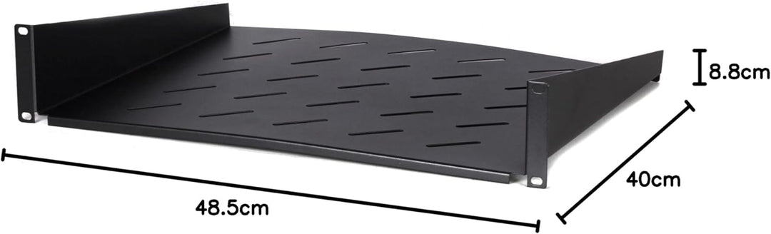 19 Zoll 2HE Fachboden 400mm Tief - Schwarz - Traglast 12 kg 2 HE 400 mm tief, 2 HE 400 mm tief