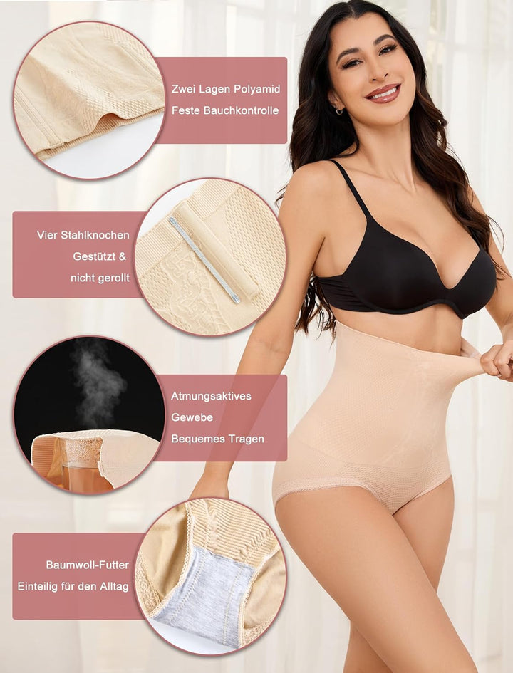 SURE YOU LIKE Shapewear Damen Bauchweg Unterhose Hohe Taille Figurenformender Miederslip Miederhose