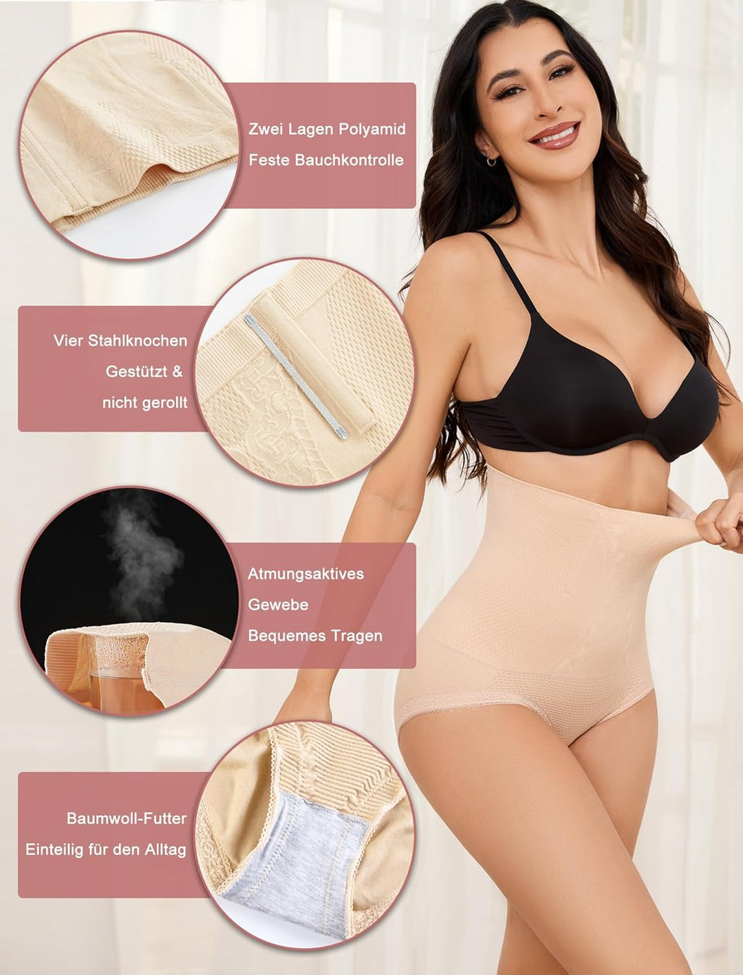 SURE YOU LIKE Shapewear Damen Bauchweg Unterhose Hohe Taille Figurenformender Miederslip Miederhose