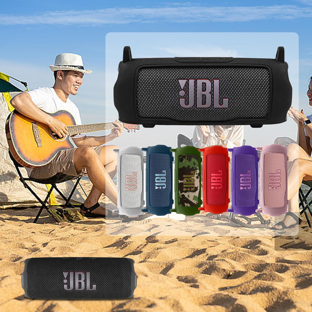 Khanka Silikonhülle für JBL Flip 7 Bluetooth-Lautsprecher Schwarz, Schwarz