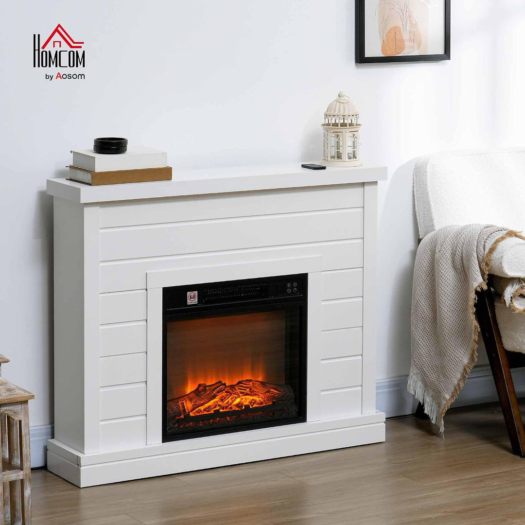 HOMCOM Elektrokamin mit Heizung, elektrischer Kamin mit Flammeneffekt, 1800 W Dekokamin mit Timer, E