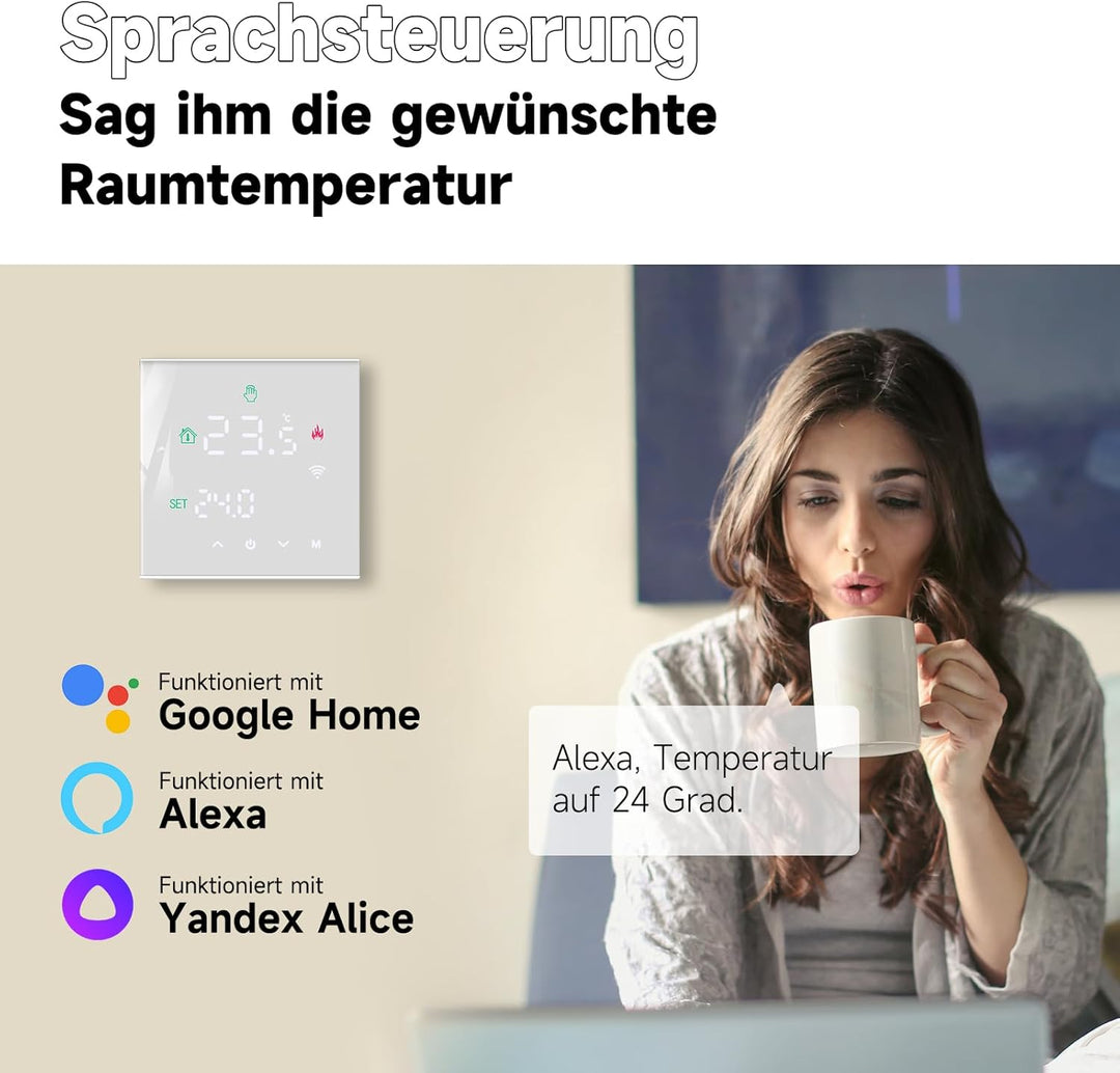 Beok Tuya Raumthermostat Fussbodenheizung, Thermostat Fussbodenheizung Elektrische Smart WiFi Heizun