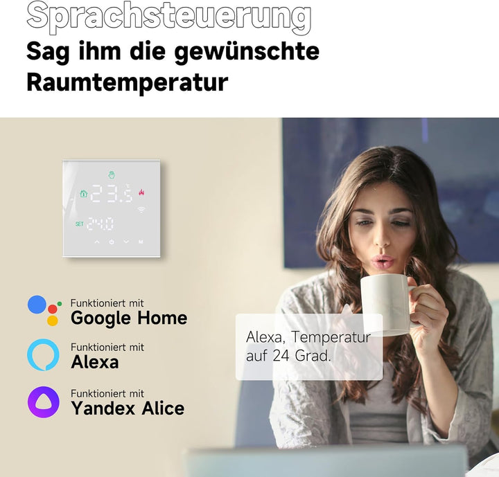 Beok Tuya Raumthermostat Fussbodenheizung, Thermostat Fussbodenheizung Elektrische Smart WiFi Heizun