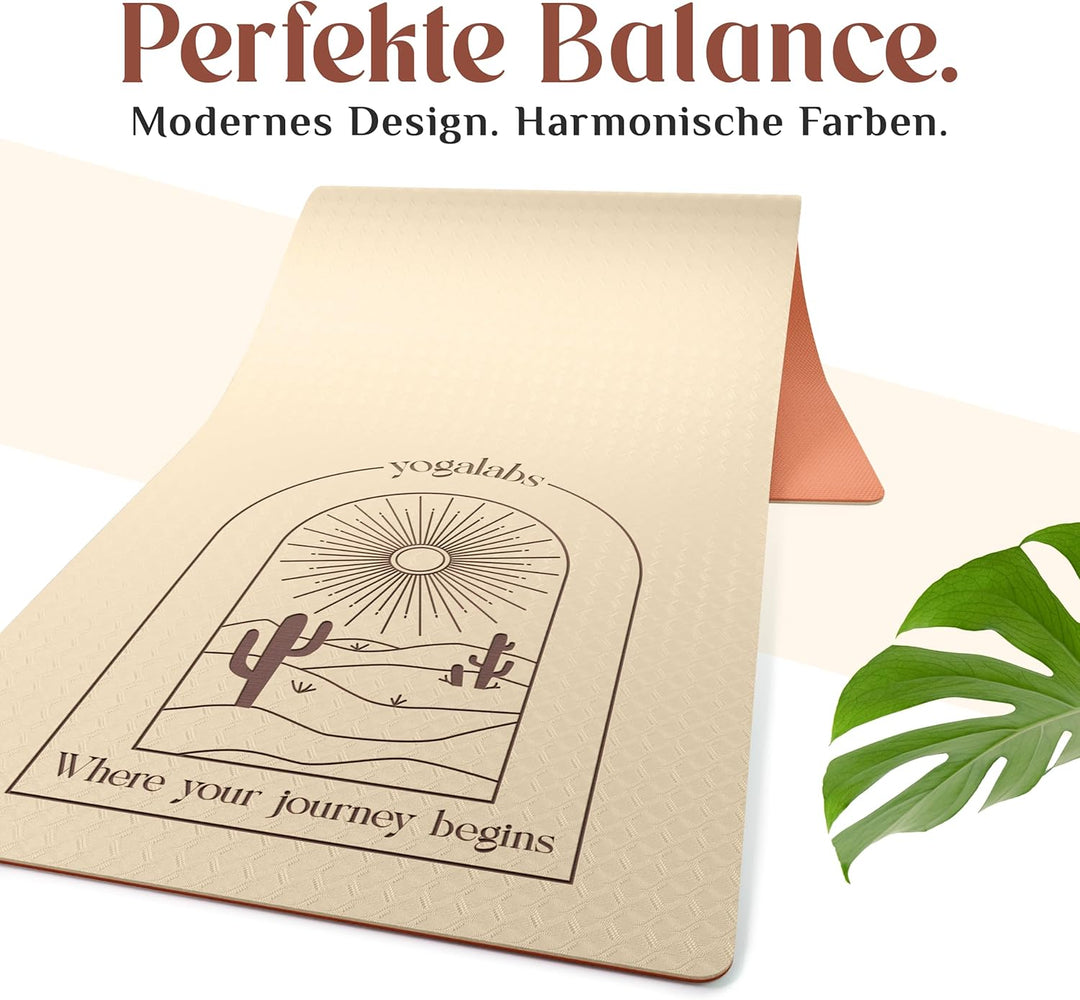 YOGALABS® - Premium Yoga-Matte aus hautfreundlichem ECO TPE-Material 185 x 60 x 0,6cm (gross) - Boho