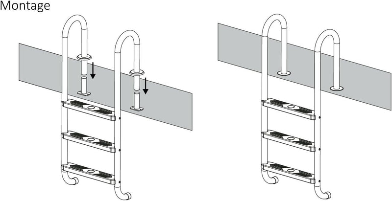 Zelsius V2A Edelstahl Poolleiter mit 3 Stufen | 50 x 26,5 x 132 cm - Silber | mit Rutschsicherung |