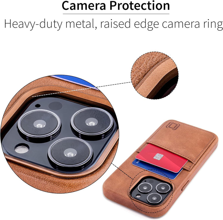 Dockem Echtleder Hülle für iPhone 13 Pro mit Kartenfachen und Integrierter Metallplatte zur Magnetis