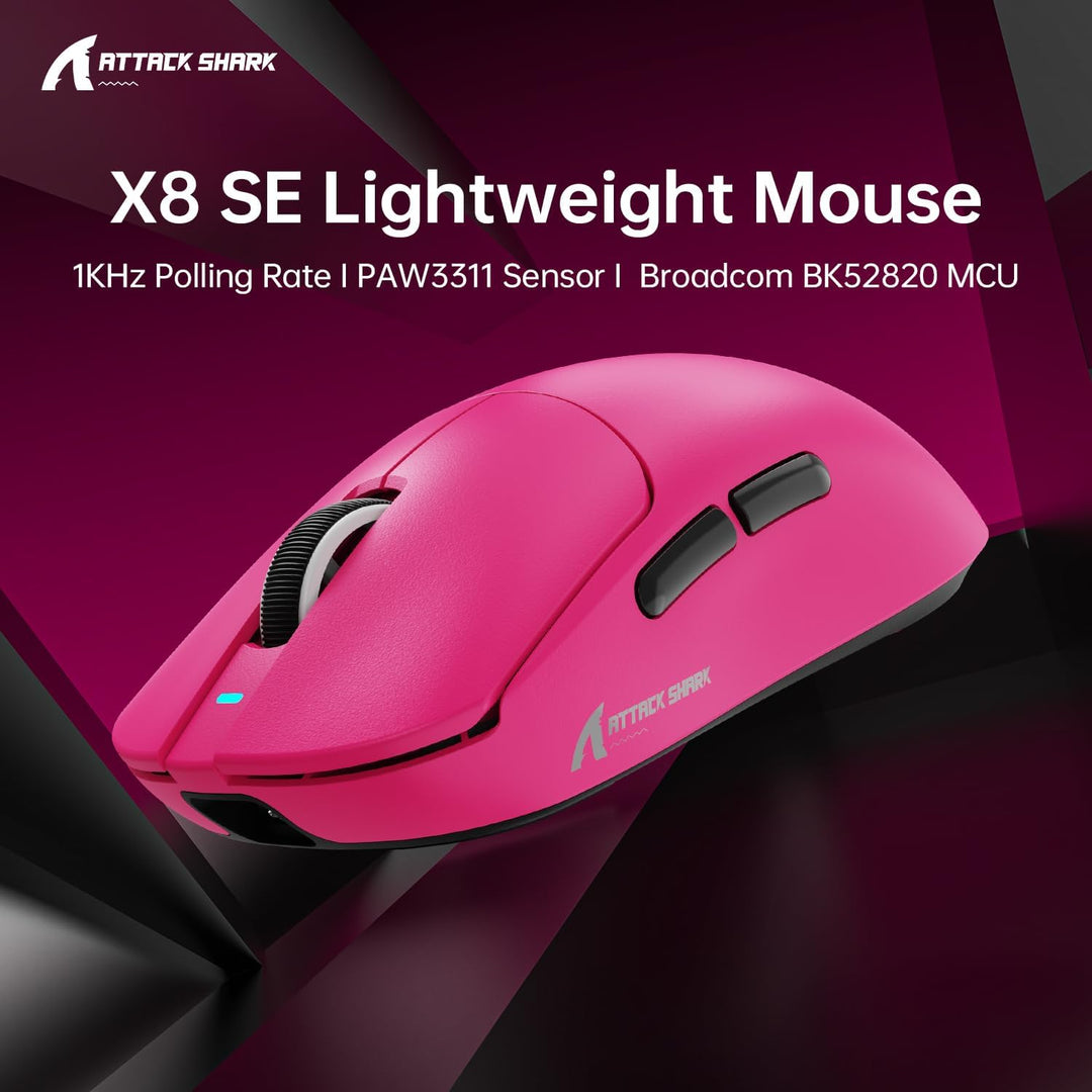 ATTACK SHARK X8SE Mouse for Large Hand, 55g Superlight, PixArt PAW3311 Gaming Sensor, BT/2.4G Wirele