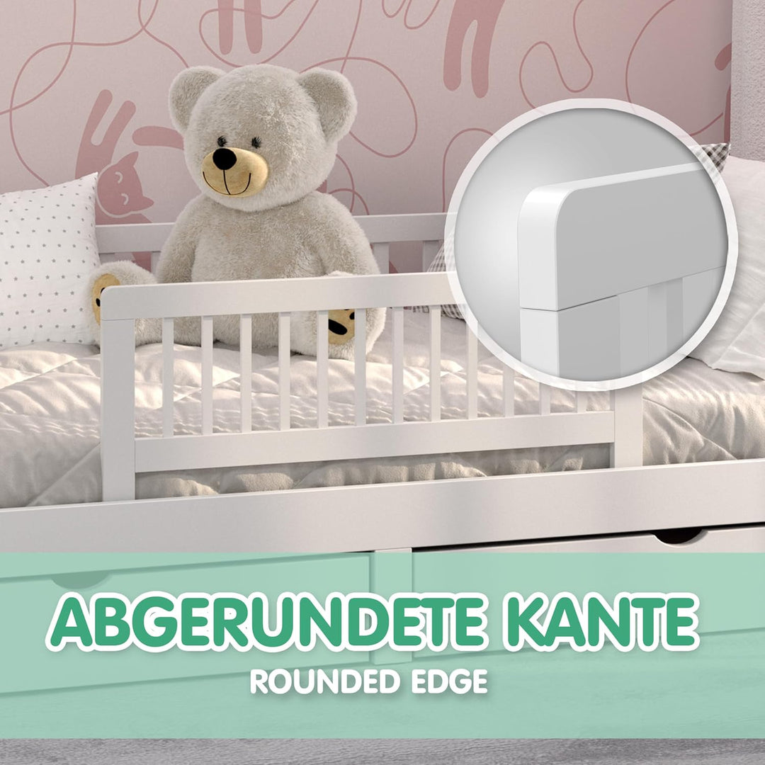 CADANI Kinder Bettgitter Baby Bettschutzgitter klappbarer Rausfallschutz aus Massivholz für Elternbe