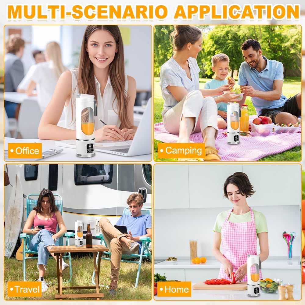 Tragbarer Mixer Smoothie Maker To Go, 450 ML Portable Blender, 12 Klingen, mit LED Display, Kleiner