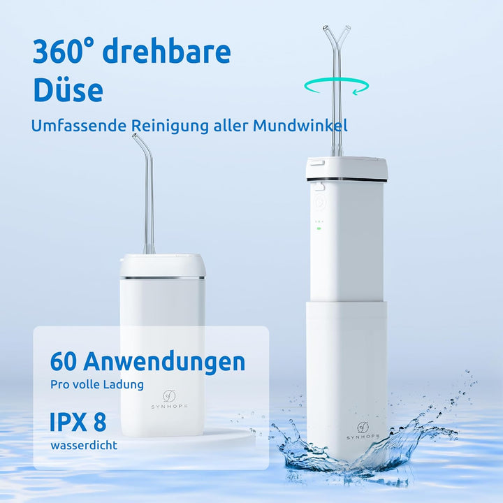 Munddusche (Mini Tragbar) Kabellos Elektrische Zahnreinigung,Versenkbarer Wassertank/3 Modi Water Fl