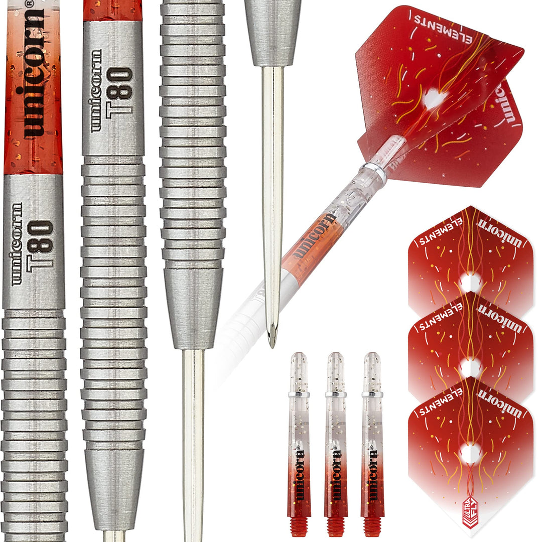 Unicorn Striker Dartpfeile Typ 2, 80% Wolfram, Stahlspitze 21 g rot, 21 g rot