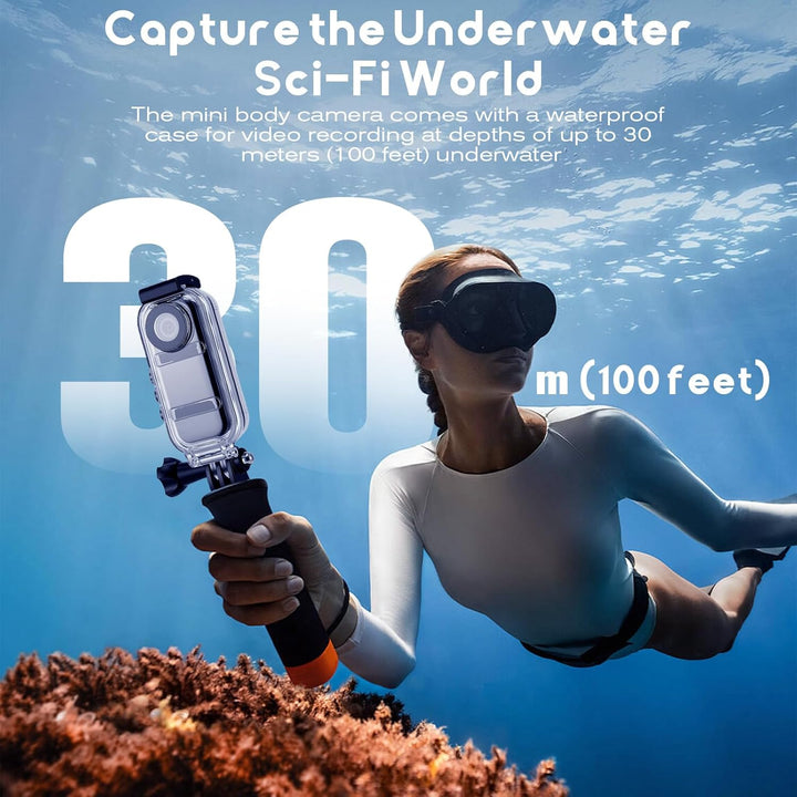 360° Action Cam mit Touchscreen & 8-Stunden-Akku, Wasserdicht bis 30M mit Gehäuse, 120° Weitwinkel P
