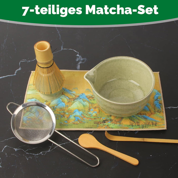 Matcha Set - Matcha Tea Set 7 Piece Matcha Besen Set, Matcha Zubehör - Matcha Set für Einsteiger - S