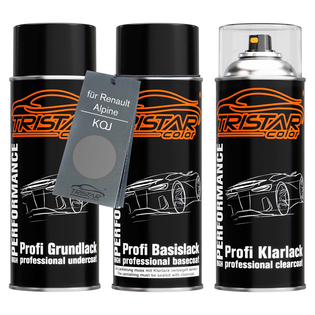 TRISTARcolor Autolack Spraydosen Set für Renault/Alpine KQJ Gris Rafale Metallic Grundlack Basislack