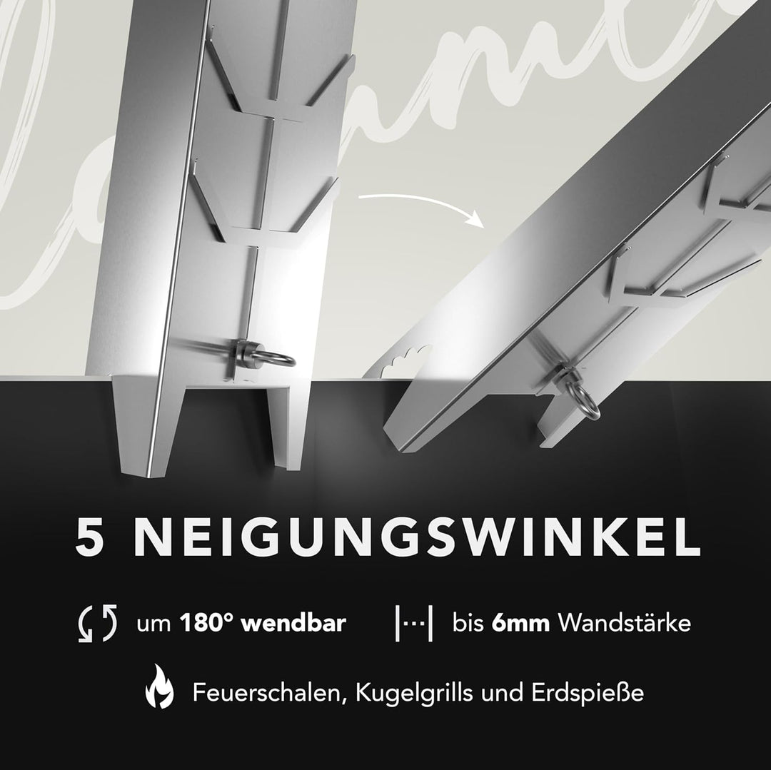 Flammlachsbrett Edelstahl 59,5cm | Extra langer Flammlachshalter passend für Feuerschalen und Grills
