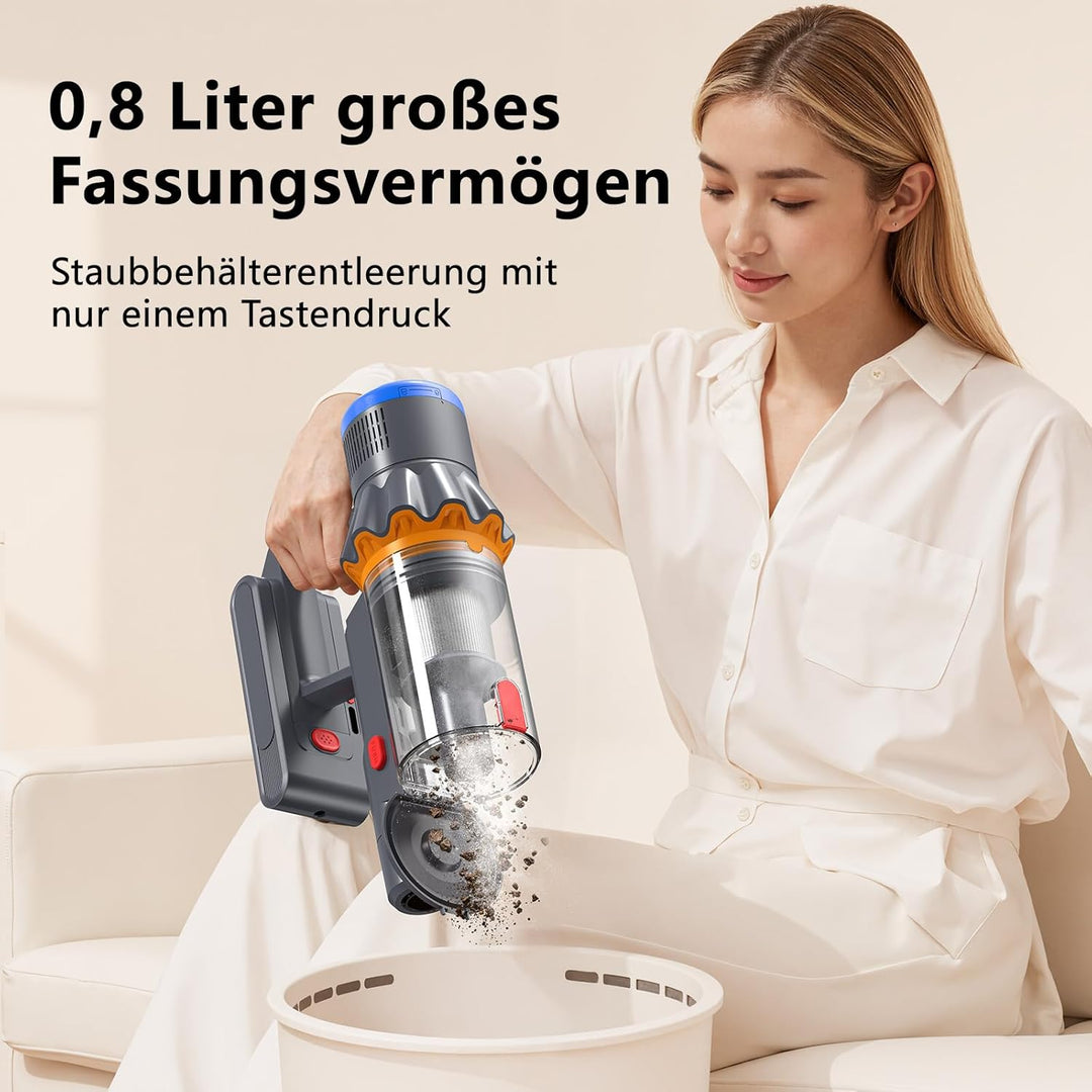 Akku Staubsauger, 58000Pa Staubsauger Kabellos, Akkustaubsauger mit Display & LED, Anti-Tangle-Bürst