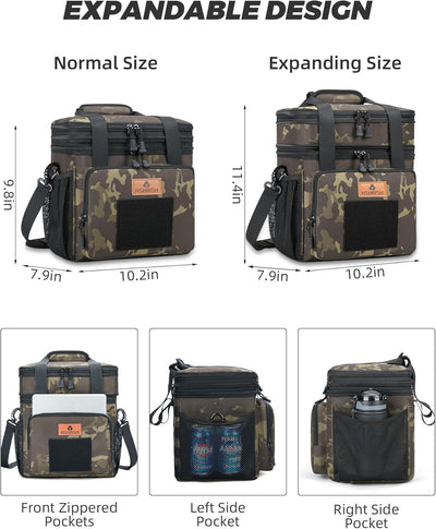 HSHRISH Taktische Lunchtasche, doppellagige isolierte grosse Kühltasche für Herren Erwachsene wasser