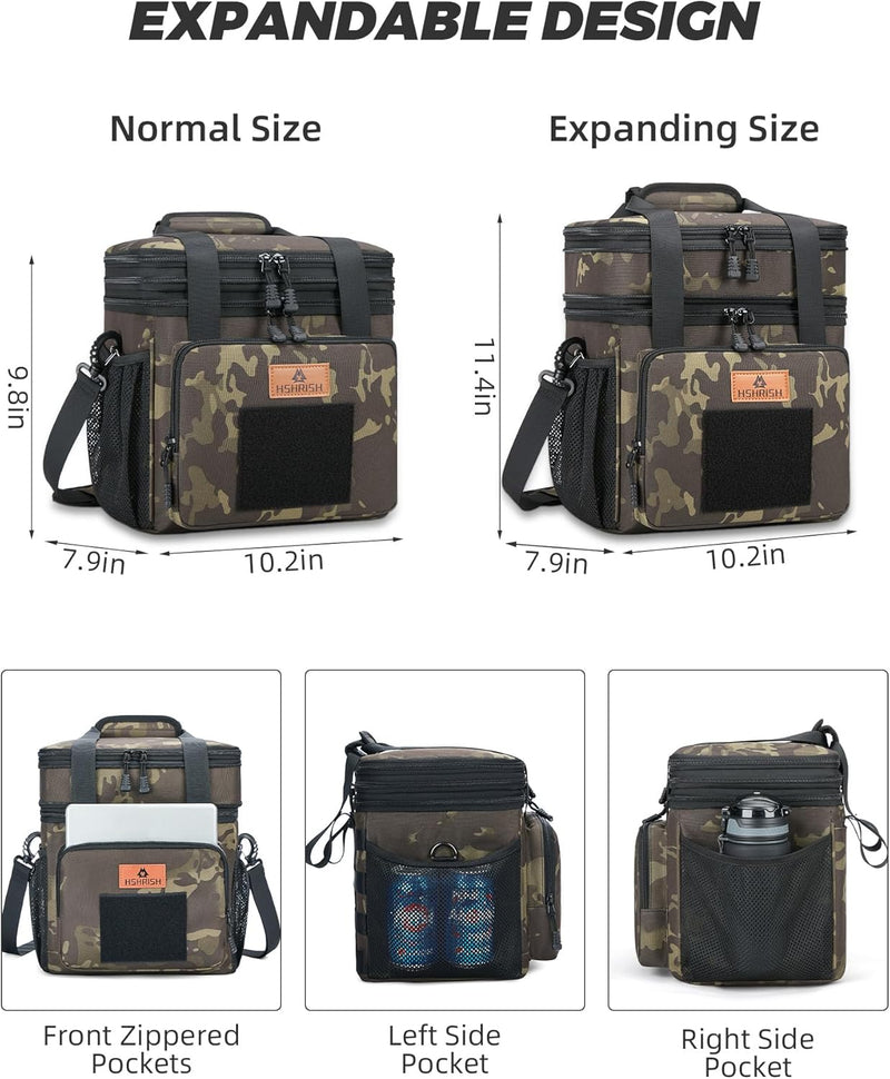 HSHRISH Taktische Lunchtasche, doppellagige isolierte grosse Kühltasche für Herren Erwachsene wasser
