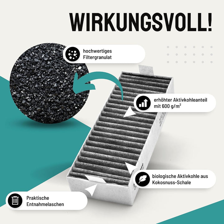 FilterBase® Clean Air Aktivkohlefilter 4 Stück - Filter Set passend für Bosch HEZ9VRCR0 / Siemens HZ