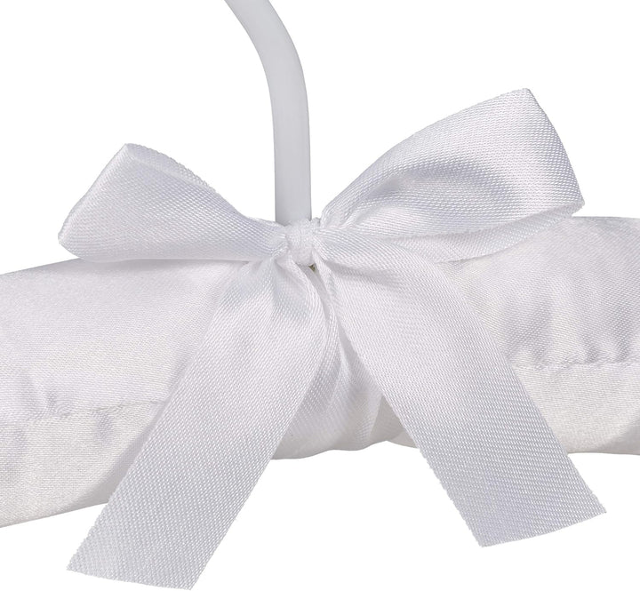 Relaxdays Kleiderbügel Satin, 10er Pack, weich gepolstert, 360° drehbarer Haken, dekorative Schleife