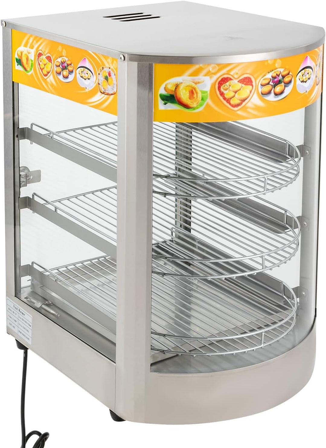 Warmhaltevitrine Speisenwärmer, Wärmeschrank 3-Etagen Elektrischer Speisenwärmeschrank 800W Thekenwä
