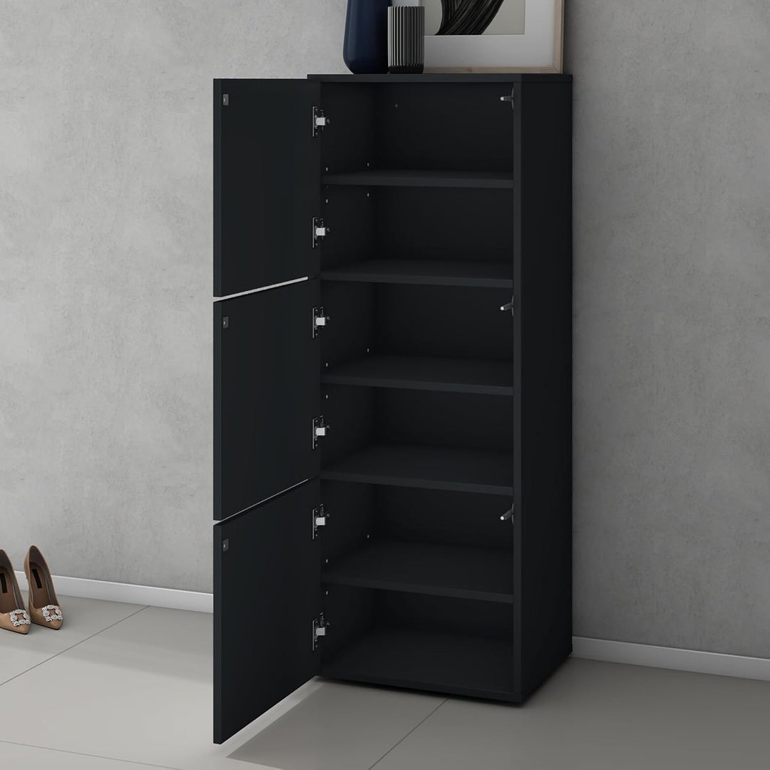 doporro Schuhschrank Schuhregal Schmal Schuhkommode 45 cm Schuhschrank in Anthrazit matt Holz Aufbew