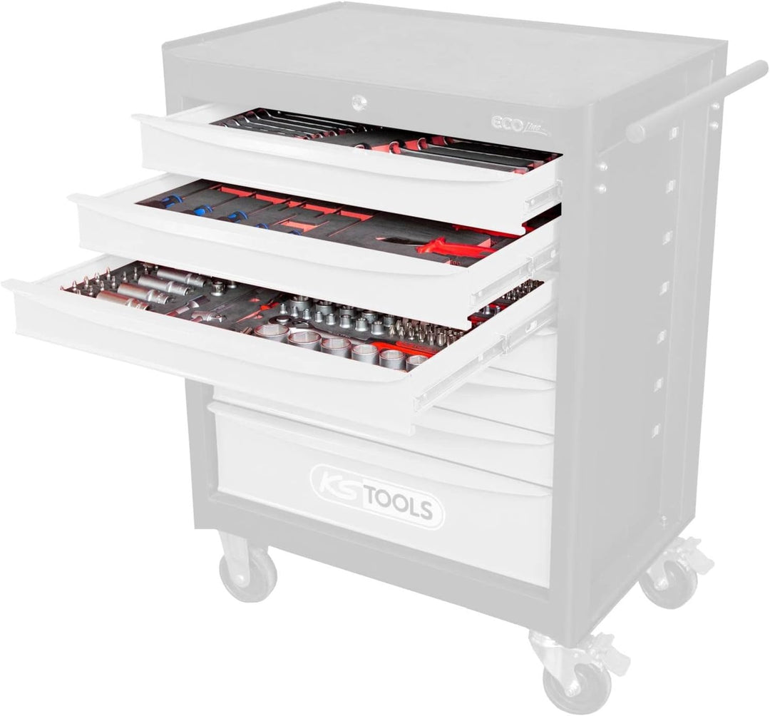 KS Tools 713.0215 Universal-Systemeinlagen-Satz für 3 Schubladen mit 215 Premium-Werkzeugen