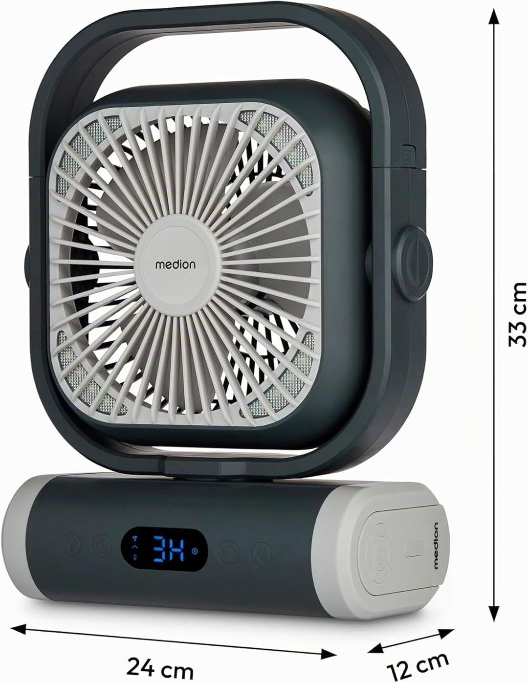 MEDION Ventilator E10 TF (Akku, Mini Ventilator, USB Ventilator klein mit Licht, Fernbedienung, 5 St