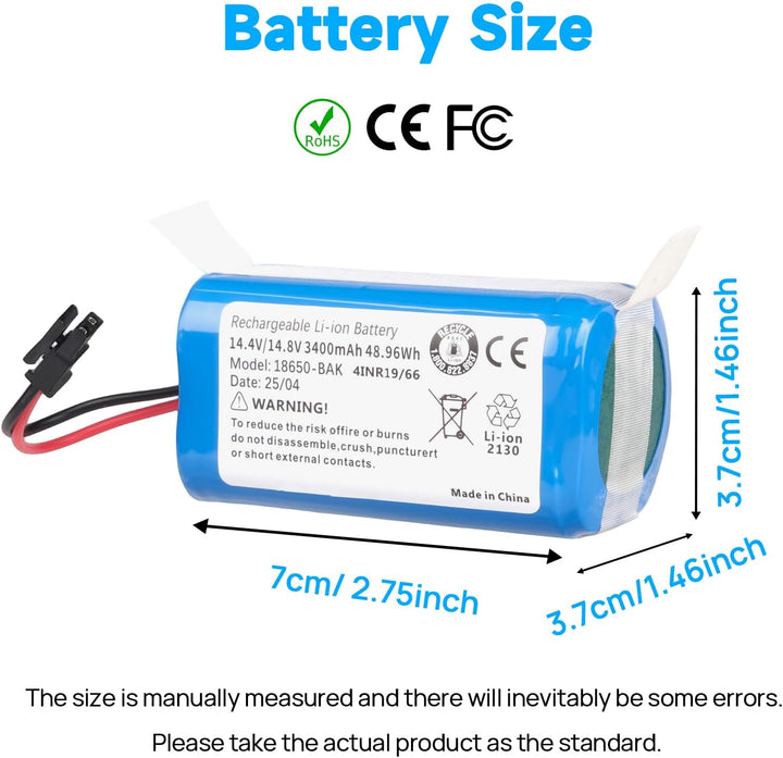 3400 mAh Akku Kompatibel mit Kyvol Cybovac L20 E20 E30 E31, Coredy R750 G800 G850, Bagotte BG800 BG8