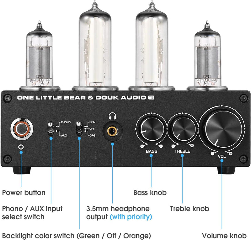 HiFi 6E2 Röhrenvorverstärker Phono Preamp for MM/MC Turntables Headphone Amp