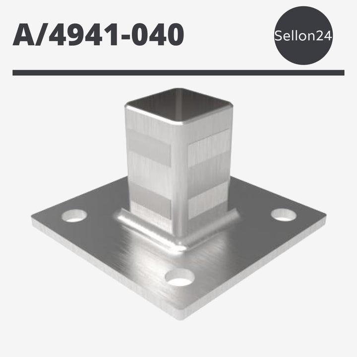 Sellon24® Edelstahl Bodenflansch 100x100 Bodenanker eckig Rohr 40x40 mm Geländer Pfosten V2A geschli