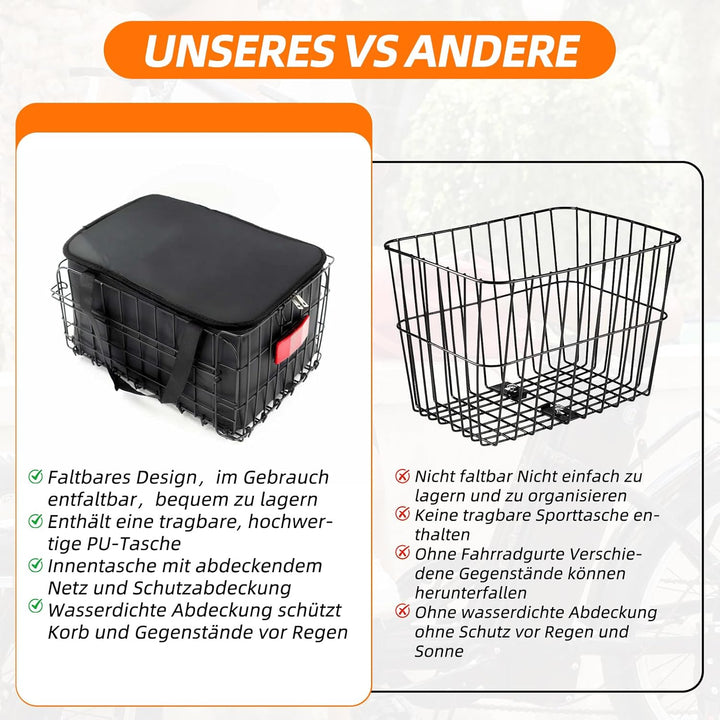 Fahrradkorb. Unisex-Fahrradkorb, hinten montierbar, abnehmbar, grosses Fassungsvermögen, geeignet fü