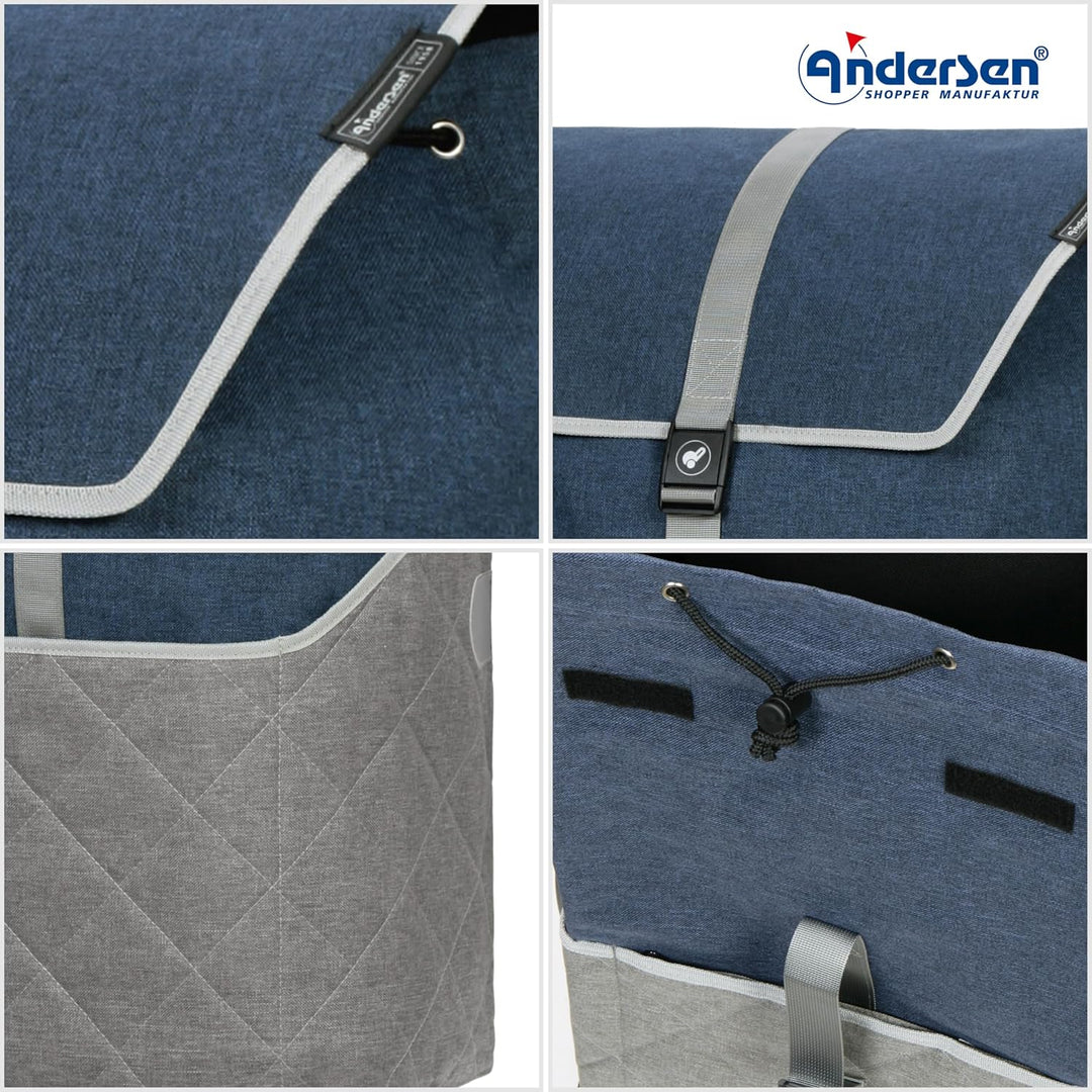 Andersen Einkaufstrolley Ersatztasche - 59 Liter - Seiten- & Fronttasche - extra Innenfach - wassera