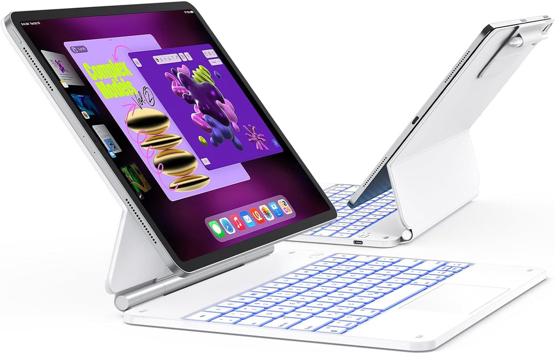 TECURS Hülle Tastatur für iPad Air 13" (M3/M2, 2025/2024), Magic Keyboard für iPad Pro 12.9 (6/5/4/3