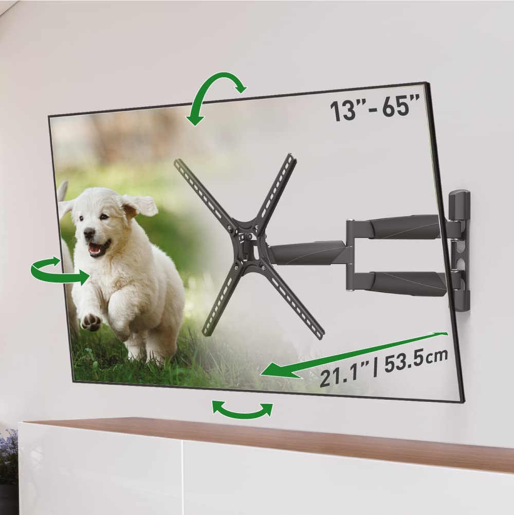 Barkan TV-Wandhalterung, flach, gebogen und bis zu 80 kg, patentiert, Touch- und Neigungswinkel, Sch