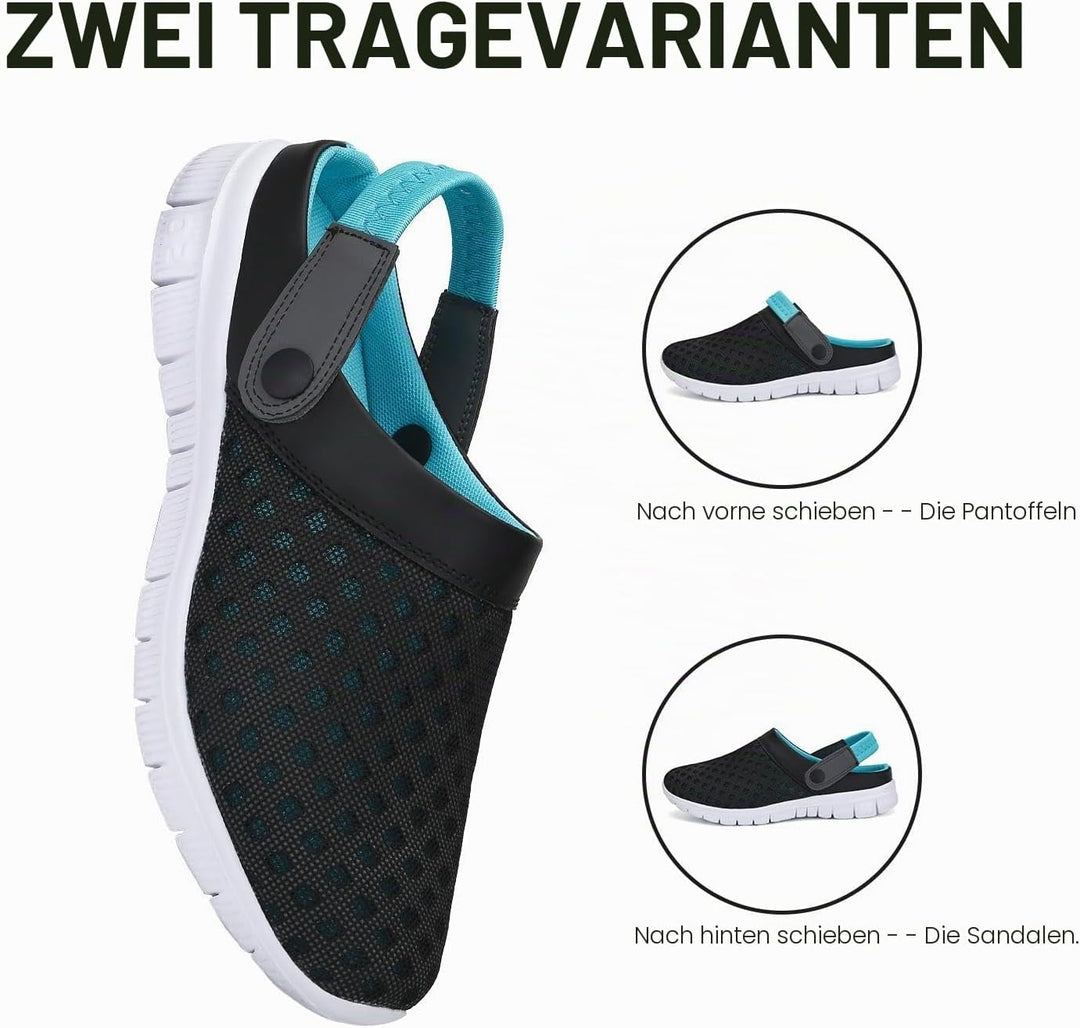 SAGUARO Sommer Unisex Clogs Hausschuhe Mesh Atmungsaktiv Gartenschuhe Gr. 36-48 38 EU Blau, 38 EU Bl
