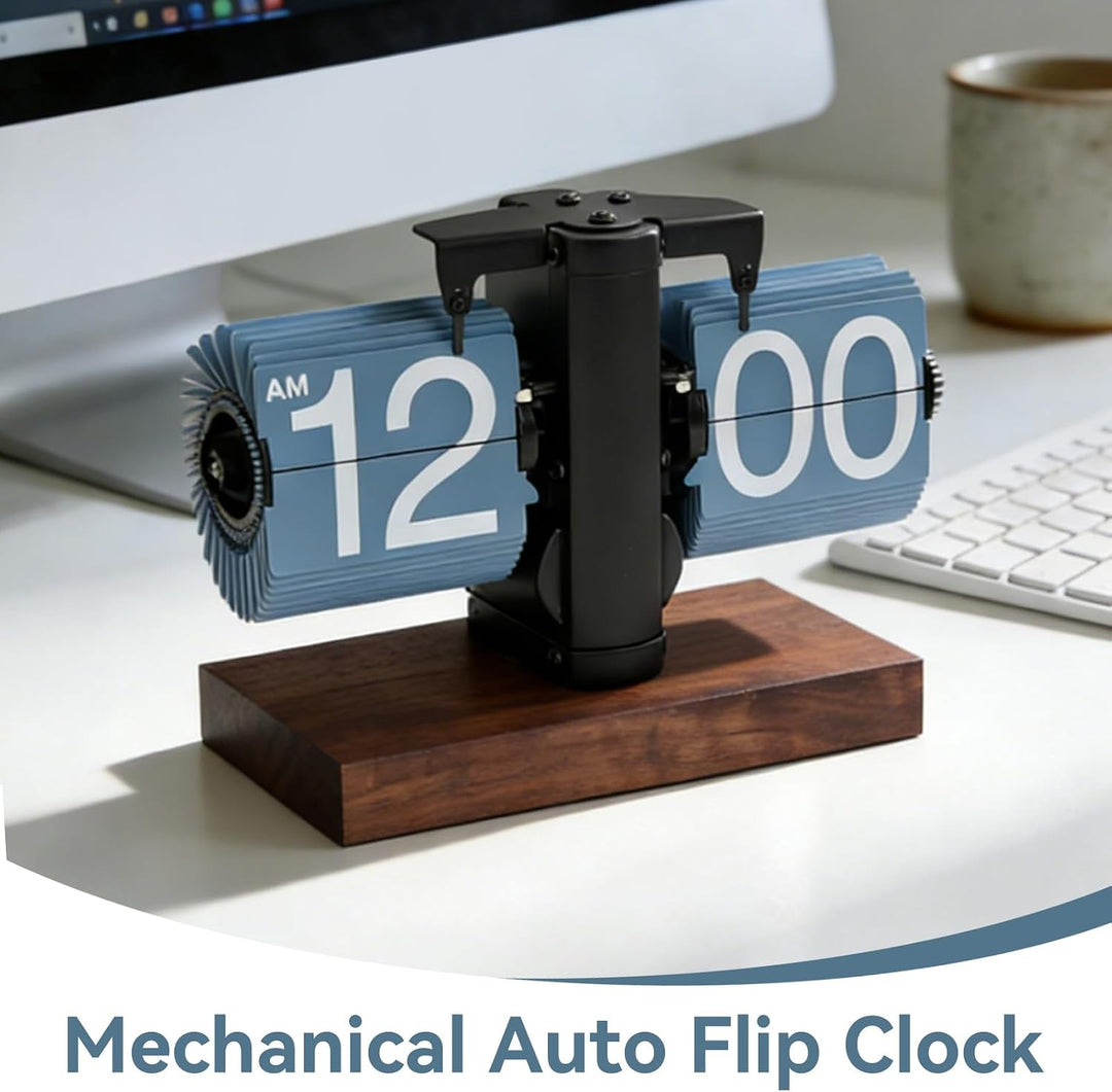 Cyrank Flip Clock Schreibtisch, Retro Digital Flip Down Clock Flip Digitaluhr Mechanische Uhr Flip C