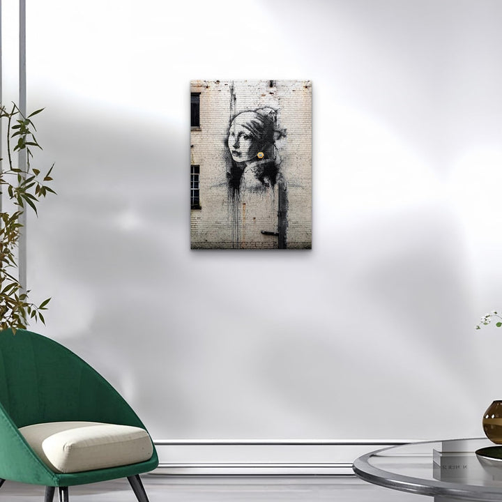 Giallobus - Gemälde - Banksy - - Standardleinwand - 50x70-26 - Das Mädchen mit dem Perlenohrring - B