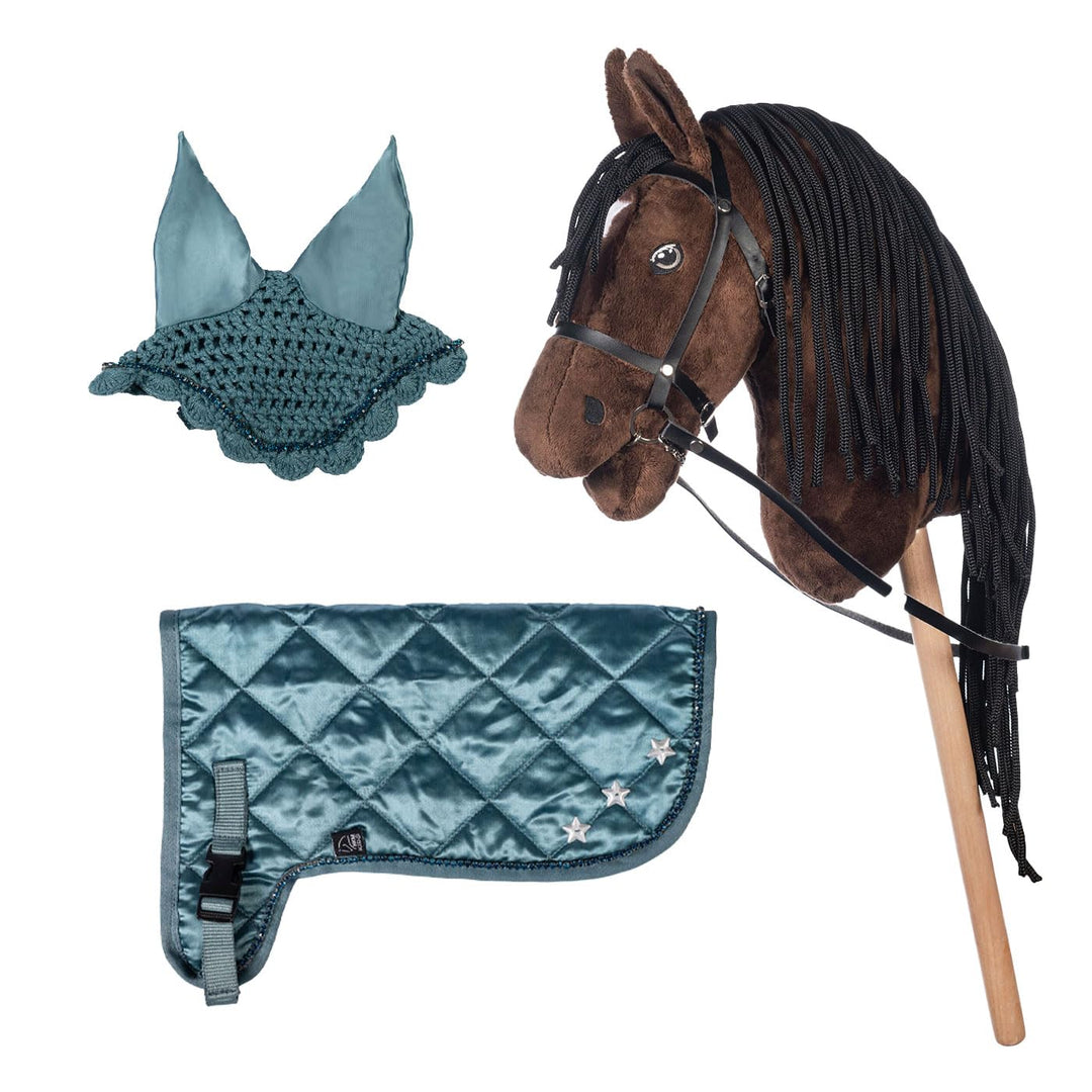 Brama West HKM Hobby Horse Set „Stern“ – Steckenpferd Braun + Premium Decke & Fliegenhaube – Perfekt