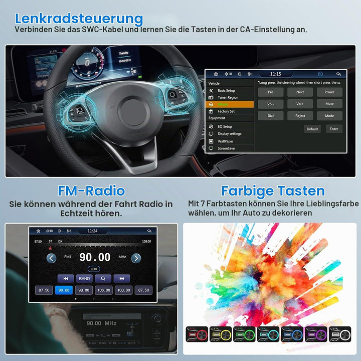 Hikity 1 Din Autoradio Wireless Carplay, 7 Zoll Bildschirm Touchscreen Motorisiertes Teleskop Displa