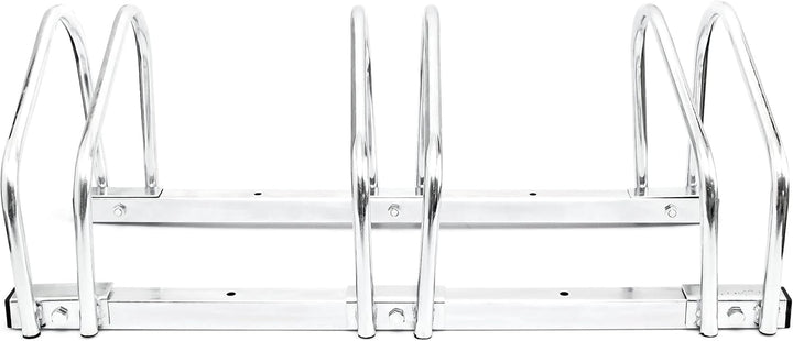 4 x Fahrradständer, Für 3 Fahrräder, Boden- und Wandmontage, HBT: ca. 26 x 73 x 32 cm, silber, 4