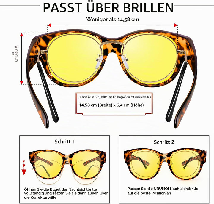 URUMQI Nachtsichtbrille für Autofahrer, Nachtfahrbrille Nachtbrille zum Autofahren Damen Herren, Aut