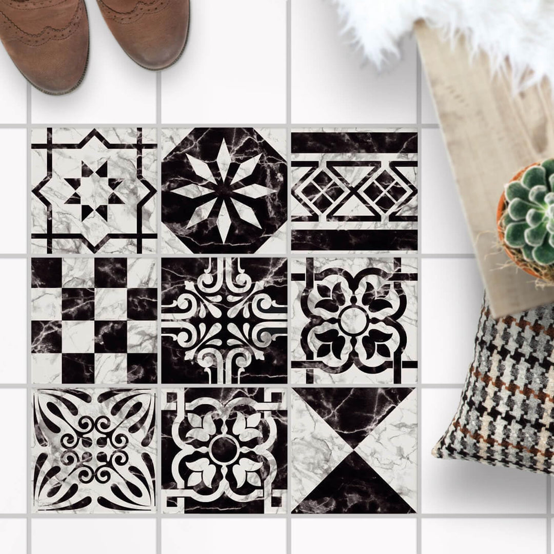 PVC Klebe-Fliesen für - [ Boden Fliesen ] - Aufkleber Folie Sticker für Boden-Fliesen - Küche oder B