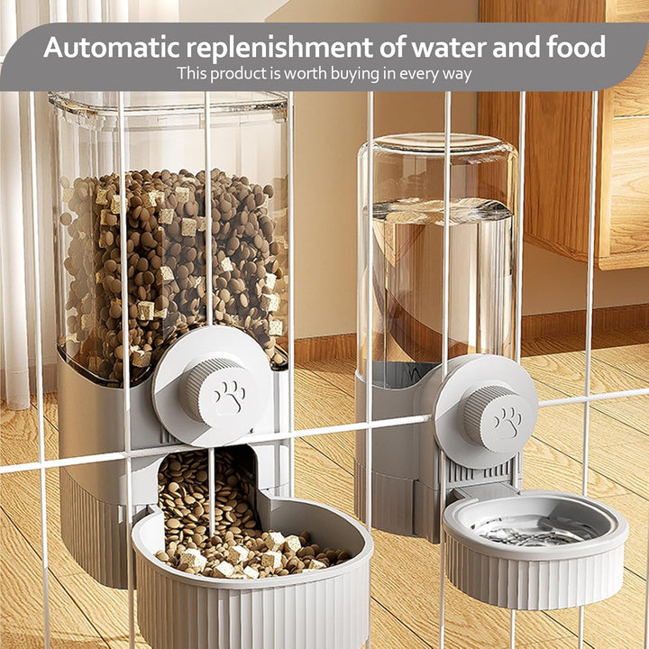 Automatischer Futter und Wasserspender: PRITOK 2 Stück Futterspender und Wasserspender für Haustiere